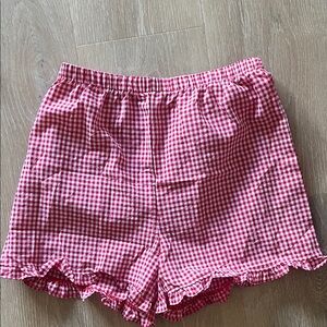 Red Gingham Women's ruffle Shorts